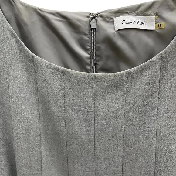 Calvin Klein Gray Sleeveless Fit-and-Flare Dress Size 12 - Picture 5 of 9